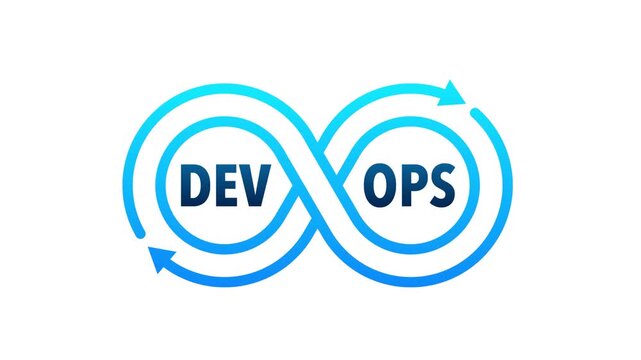 DevOps lifecycle workflow icon animation with infinity symbol and gears