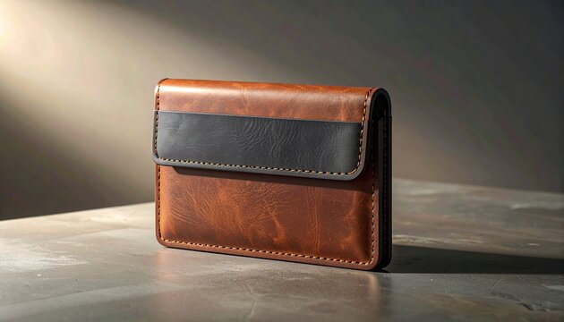 leather card holder simple commercial stock composition, realistic studio lighting