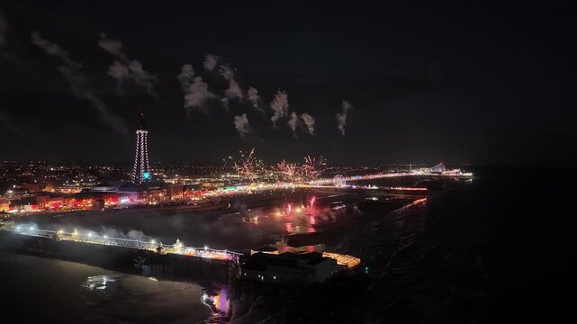 fireworks over Blackpool In England 