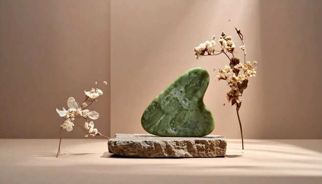 gua sha stone minimal marketplace product photo, realistic studio lighting