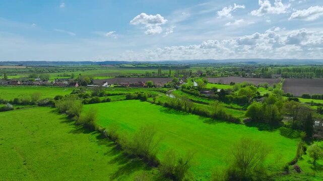 Burrow Mump from a drone, Southlake Moor, Burrowbridge, Taunton, Somerset, England, United Kingdom