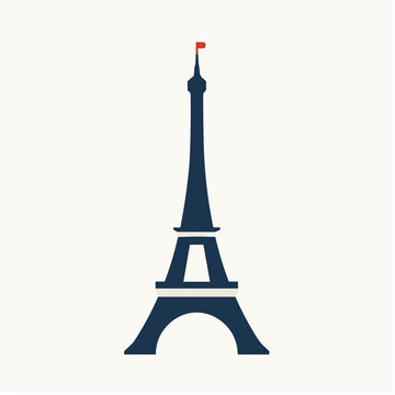 Eiffel Tower illustration with red flag