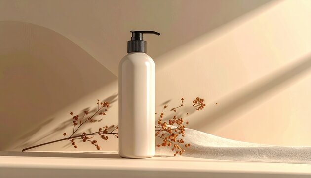 conditioner bottle high key studio product photo, soft natural lighting