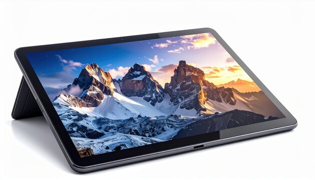 Online learning tablet isolated on clean white background