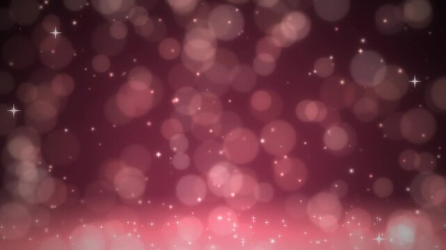 Rose gold sparkling particles and bokeh background animation