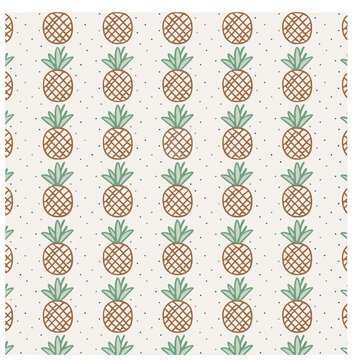 Seamless pattern of stylized pineapples