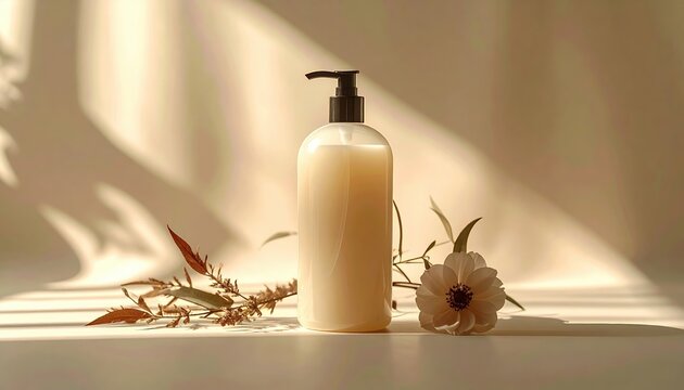 conditioner bottle high key studio product photo, soft natural lighting