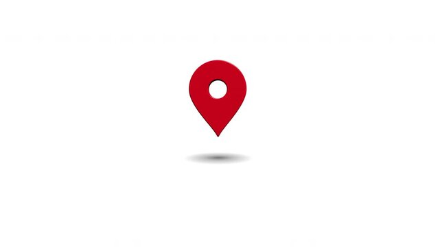 Seamless 10-second loop of a minimalist 3D map pin swinging gracefully left and right in a pendulum motion. Features dynamic banking, a silk-smooth bezier taper, and a clean tracking ground shadow, fu