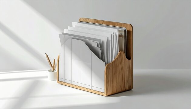 file organizer on seamless white background, soft natural lighting