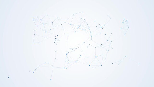 Abstract blue plexus network connecting points and lines on white background