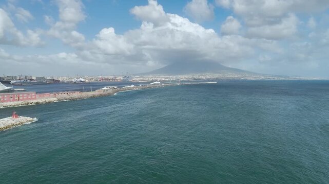Darsena Borbonica Napoli and Molo San Vincenzo from a drone, Naples, Campania, Italy