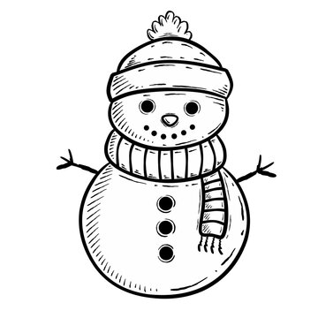 snowman with red hat and scarf