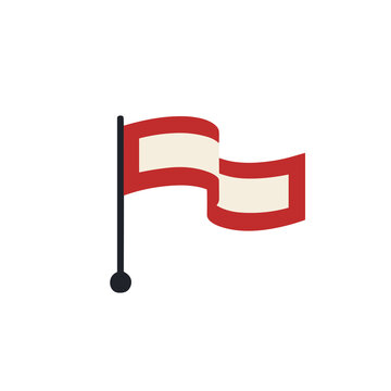 Red and white striped flag on pole