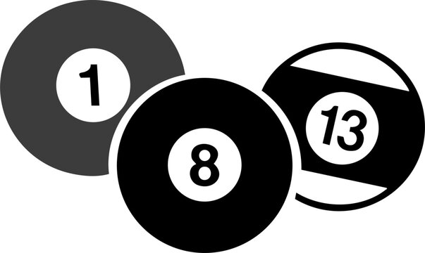 billiard balls one eight thirteen silhouettes pool game sports