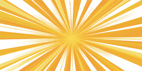 Fototapeta premium bright yellow and white sunburst rays radial background comic style abstract vector template
