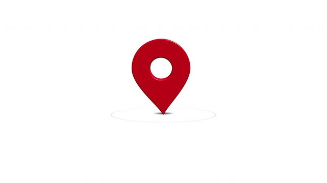 Seamless 10-second loop of a premium 3D map pin scaled and positioned to ensure it stays fully within the safe area without clipping the top edge during its hover and bounce animation. Features dynami