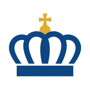 Blue and gold crown with cross