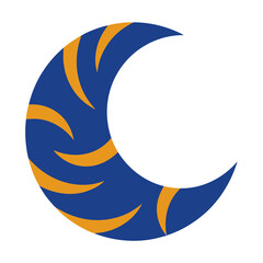 Blue crescent moon with orange stripes © kakeshi