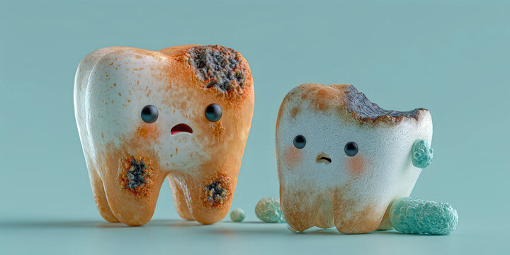 Cute Tooth Character Fighting Germs Dental Health Concept, ai generated.