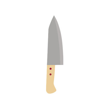 Chef knife illustration with wooden handle