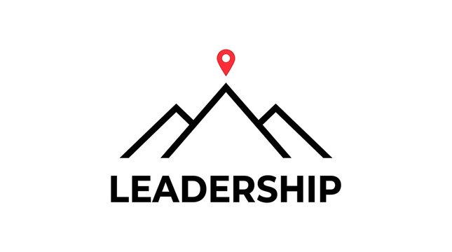 Minimalist Mountain Logo Design with Red Location Pin Icon, Professional Leadership Concept Vector Illustration for Corporate Branding and Business Identity