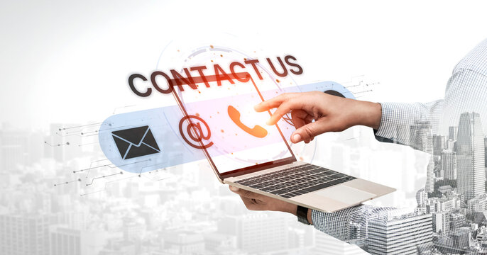 UI concept for contact us section showing icons for email, web, phone, and message. Contact and support icons help streamline business communication and improve customer contact experience. Spline