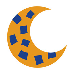 Orange crescent moon with blue squares © tapasia