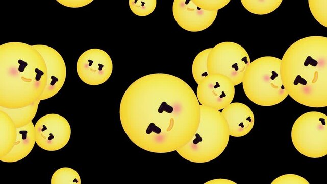 Cute Emoji 3D Icon Collection - Smirking Face Emoji Reactions Falling Seamless Loop Animation - Transparent Background | 4K