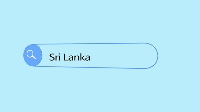 A digital search bar interface displayed on a light blue background, with the text, sri lanka written, inside the input, field, featuring a, magnifying glass for, conducting an internet, web search