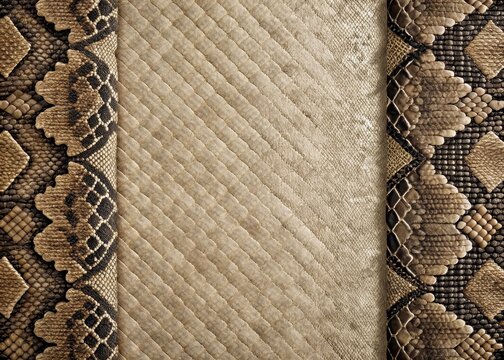 Dark brown and black snake skin pattern on beige fabric