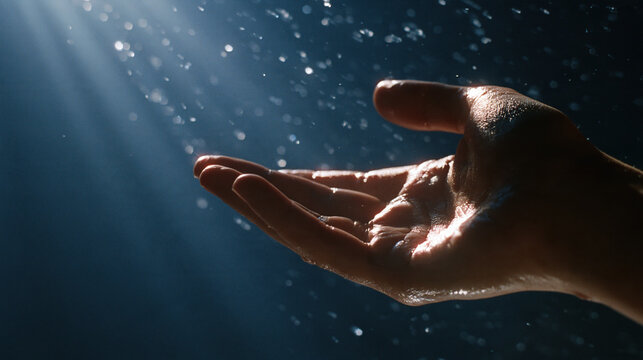 hand reaching toward the sacred light