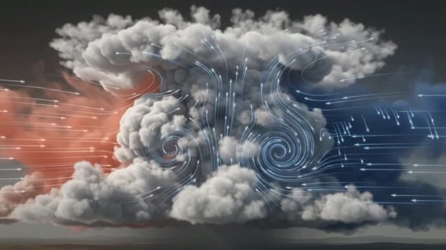 Storm Front Collision Simulation with Warm and Cold Air Mass Flow