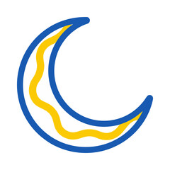 Stylized crescent moon graphic with wavy line © tini