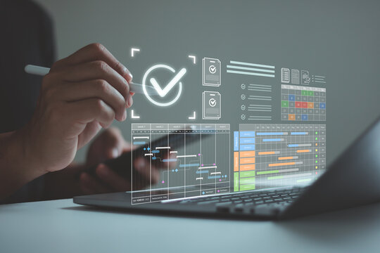 Engineers managing project timelines with digital Gantt charts, task tracking, and workflow planning tools, highlighting productivity, scheduling, and efficient project management tech workspace.