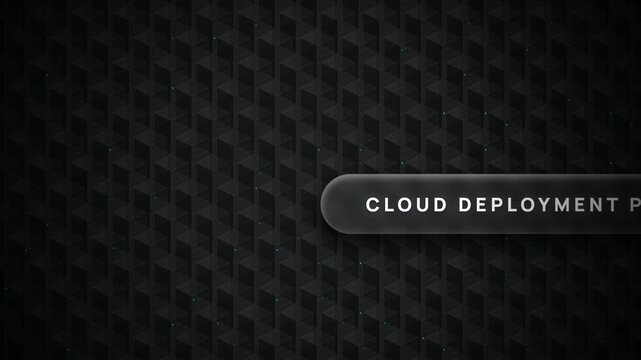 Cloud Deployment Concept: A 3D stylized motion graphic featuring a dark metallic carbon fiber texture with a digital interface element, conceptualizing modern network storage and data technology.