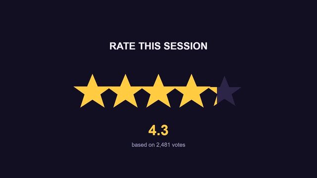 Three variations of an interactive poll widget showing different star ratings for digital user experience feedback presented against a solid dark navy blue studio surface