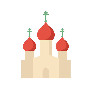 Flat illustration of a church with onion domes