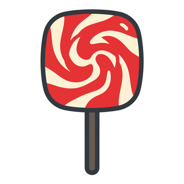 Red and white swirl lollipop on a stick