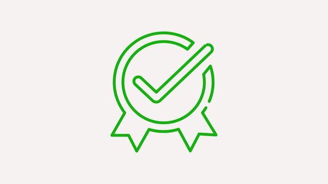 Green check mark inside a circular outline representing completion or success on a light background