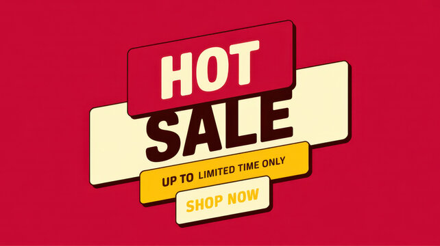 Bold red and yellow for a hot sale promotion with text overlay for limited time offers and shop now call to action for retail marketing campaigns