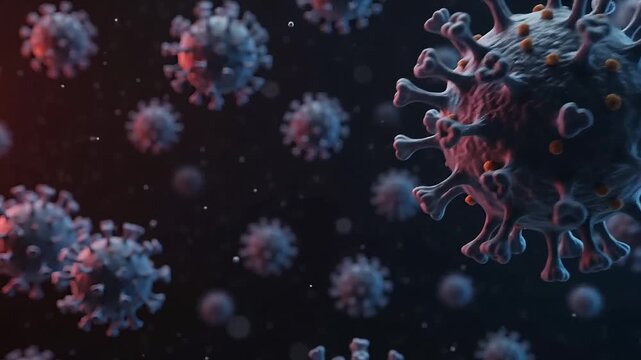 Coronavirus cells floating in microscopic blood vessel motion video footage showing dangerous pathogen outbreak spreading