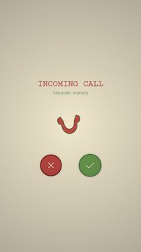 Minimalist Vintage Style Incoming Call Phone Interface Animation with Pastel Background