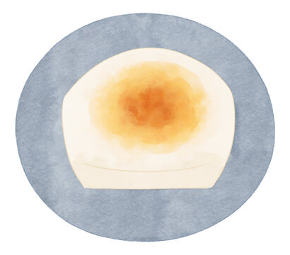 お皿にのった焼き餅のイラスト　水彩風