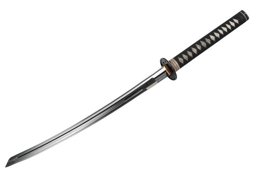 Japanese katana sword with sharp steel blade