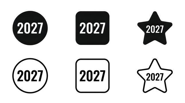 Modern 2027 year badges set in black and white
