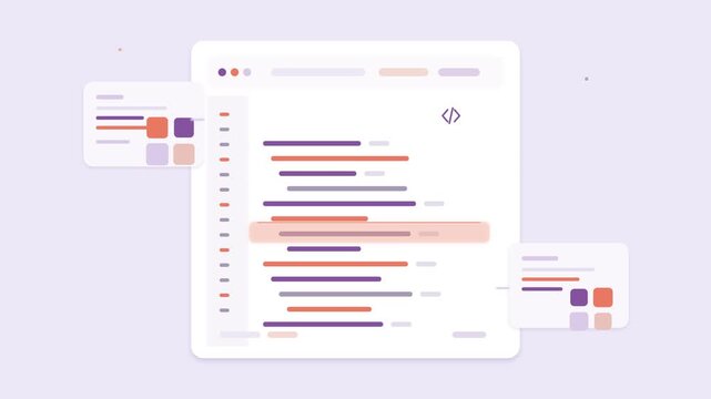 Minimalist Animated User Interface Highlighting Digital Code and Text Lines.