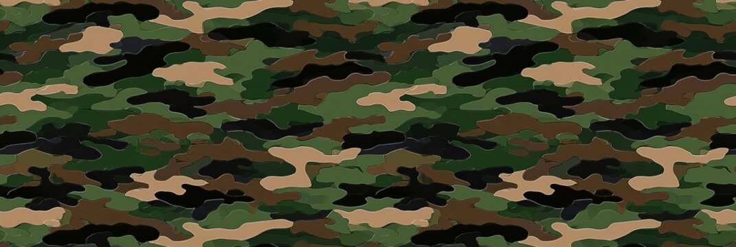 Camouflage pattern in green, brown, black, and tan