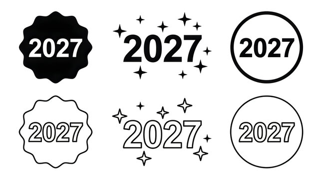 Minimalist 2027 year badges and icons set