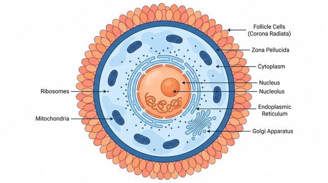Human ovum anatomy diagram showing internal cell structures