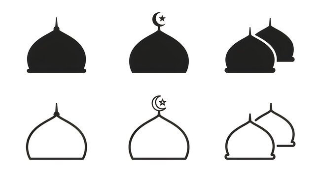Islamic dome designs with crescent moon icons